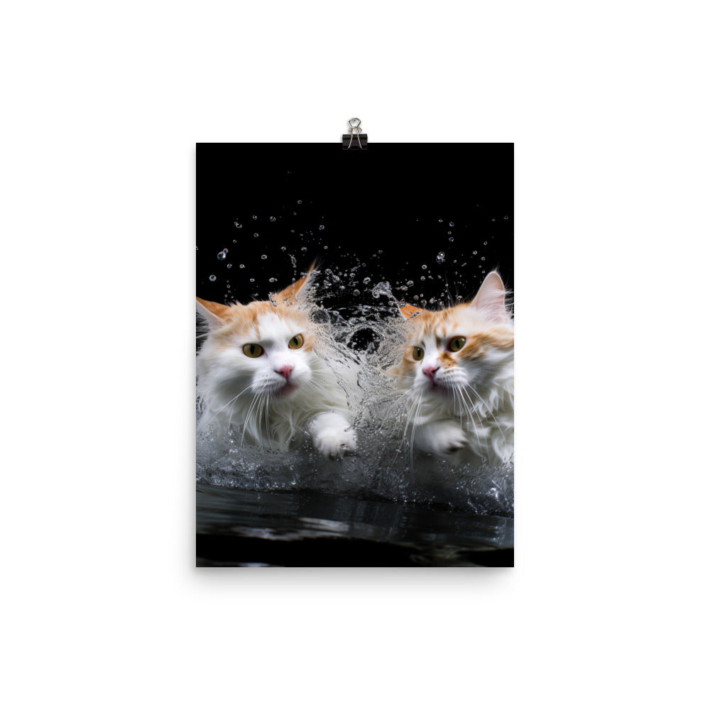 Graceful Turkish Van Cat Photo paper poster - PosterfyAI.com