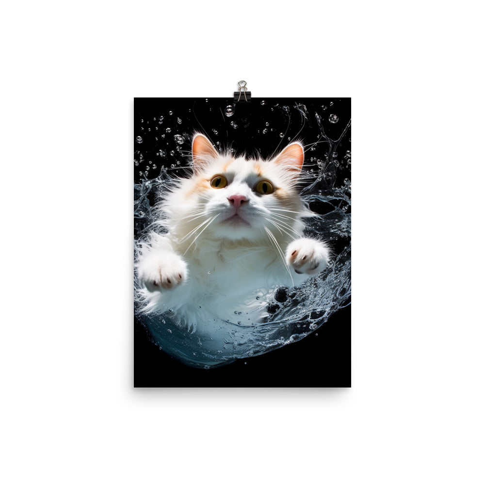 Graceful Turkish Van Cat Photo paper poster - PosterfyAI.com