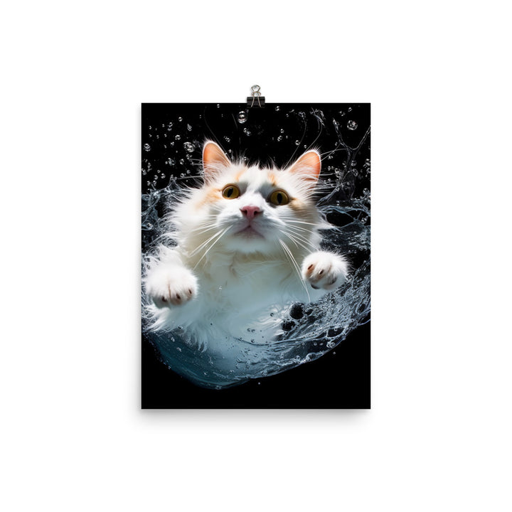 Graceful Turkish Van Cat Photo paper poster - PosterfyAI.com