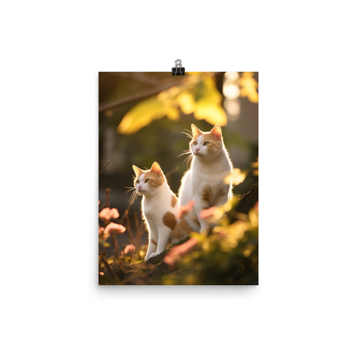 Japanese Bobtail Cat in Serene Outdoor Photo paper poster - PosterfyAI.com