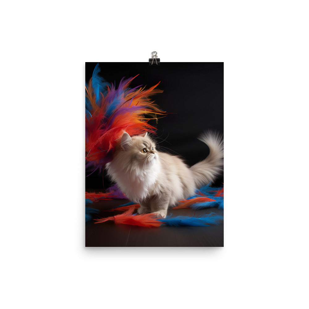 Persian Cat Playtime Photo paper poster - PosterfyAI.com