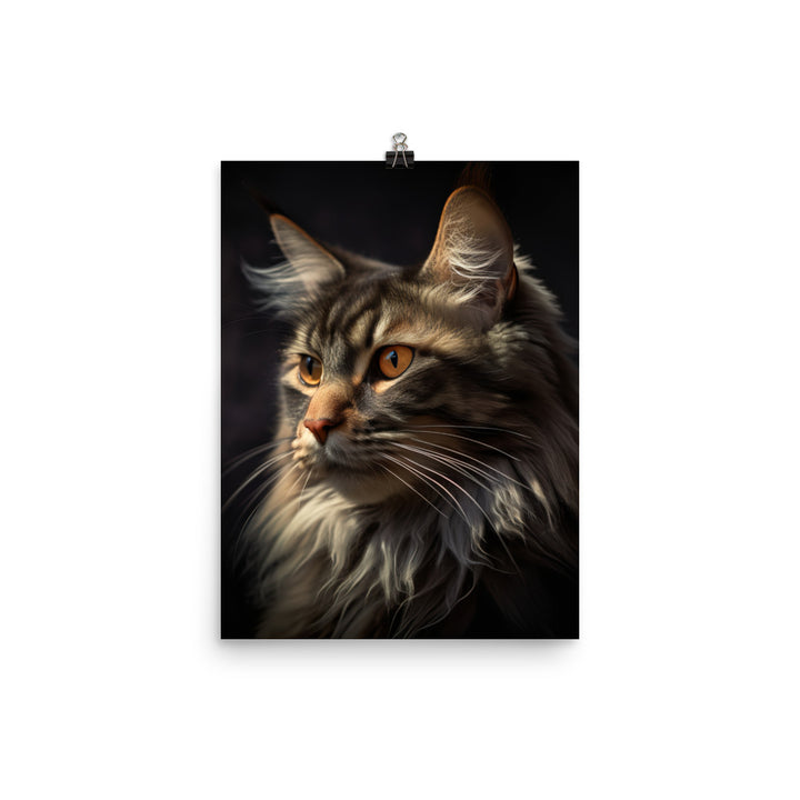 Majestic Maine Coon Portrait Photo paper poster - PosterfyAI.com