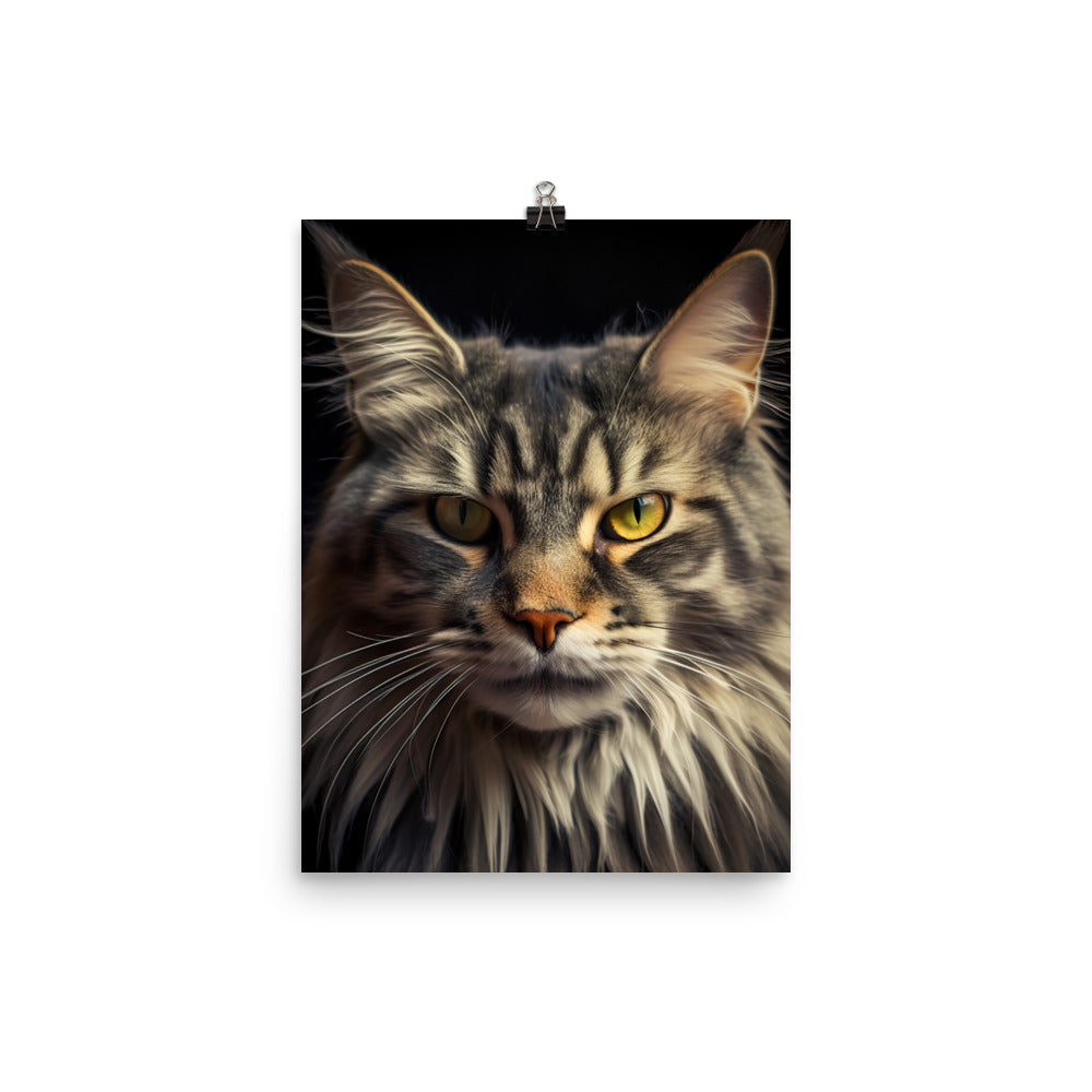 Majestic Maine Coon Portrait Photo paper poster - PosterfyAI.com
