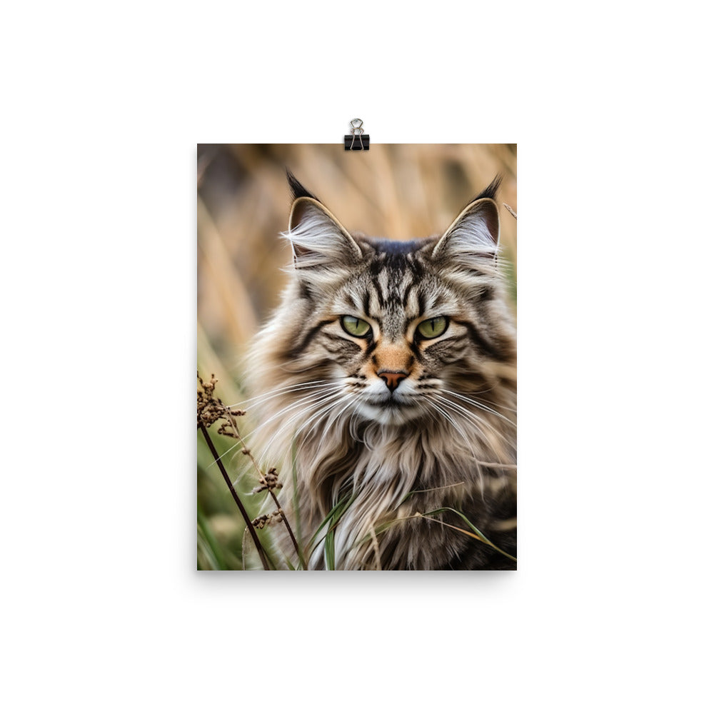 Maine Coon in Natural Habitat Photo paper poster - PosterfyAI.com