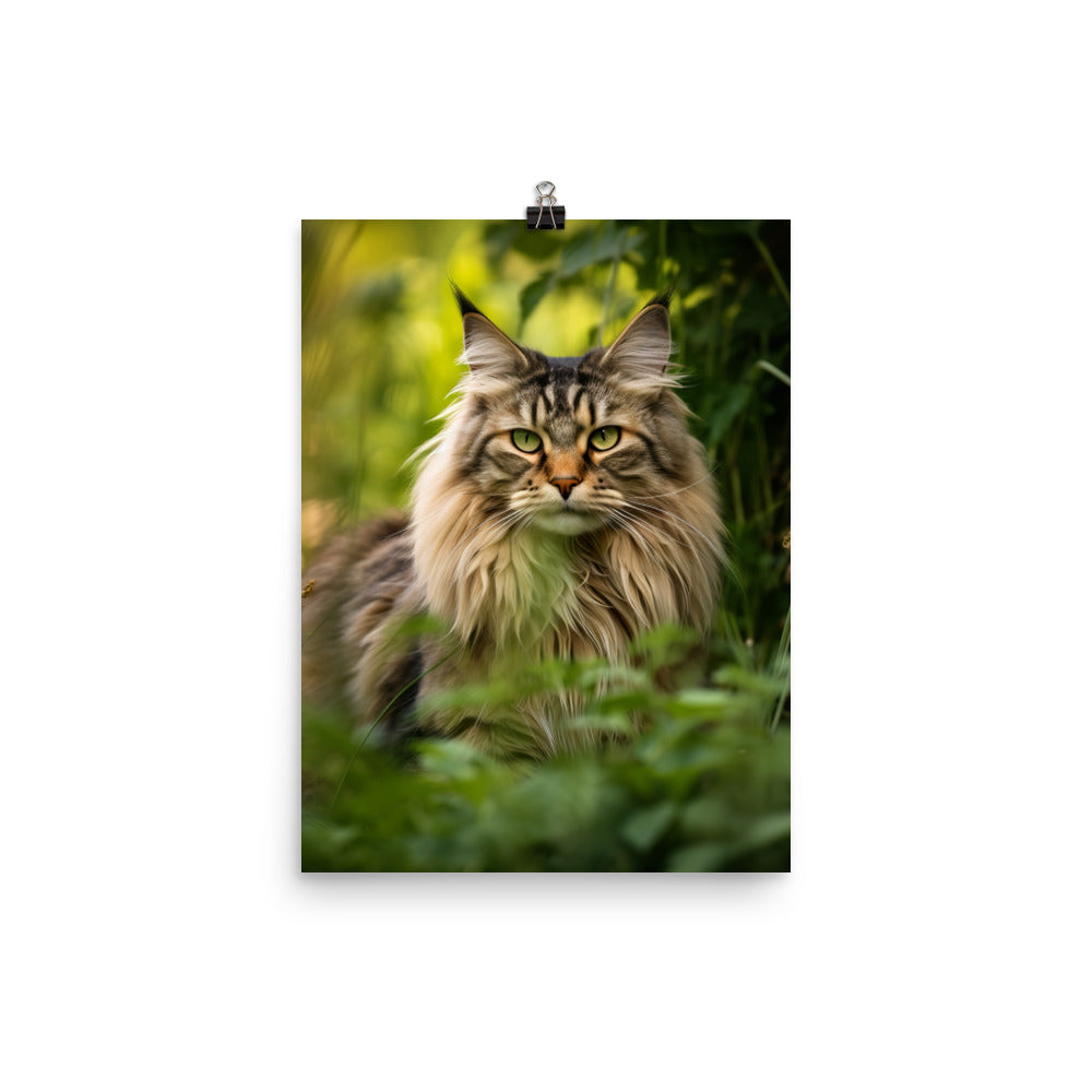 Maine Coon in Natural Habitat Photo paper poster - PosterfyAI.com
