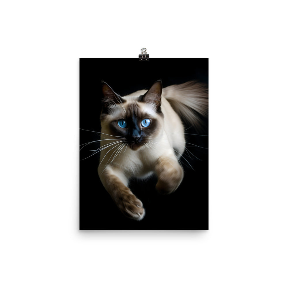 Graceful Siamese in Motion Photo paper poster - PosterfyAI.com