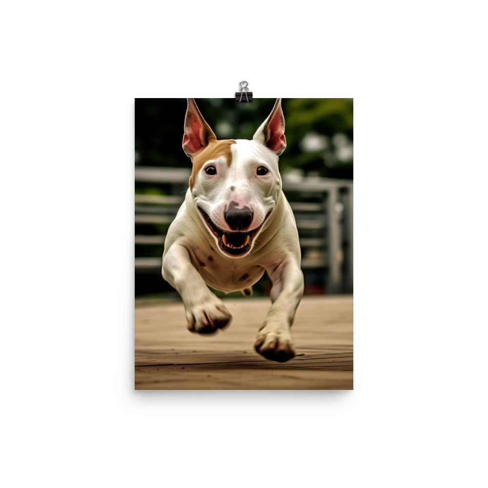 Bull Terrier at Play Photo paper poster - PosterfyAI.com