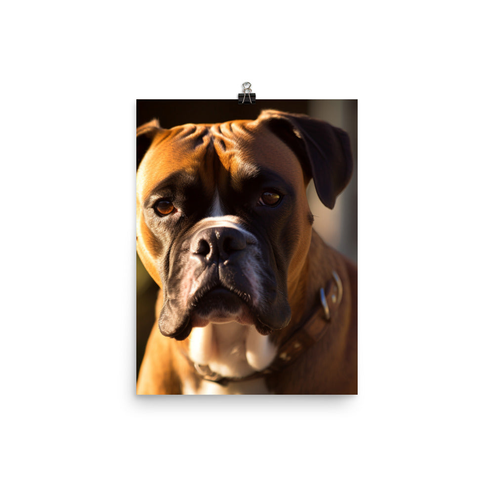 Boxer Portrait in Sunlight Photo paper poster - PosterfyAI.com
