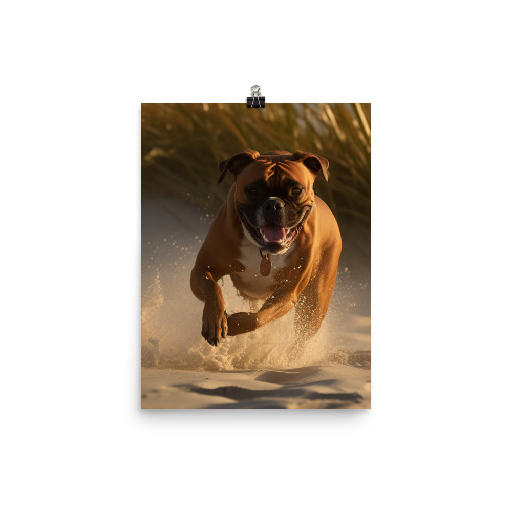 Boxer on the Beach Photo paper poster - PosterfyAI.com