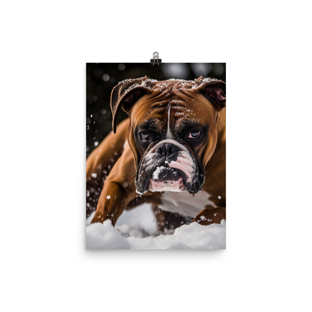 Boxer in the Snow Photo paper poster - PosterfyAI.com