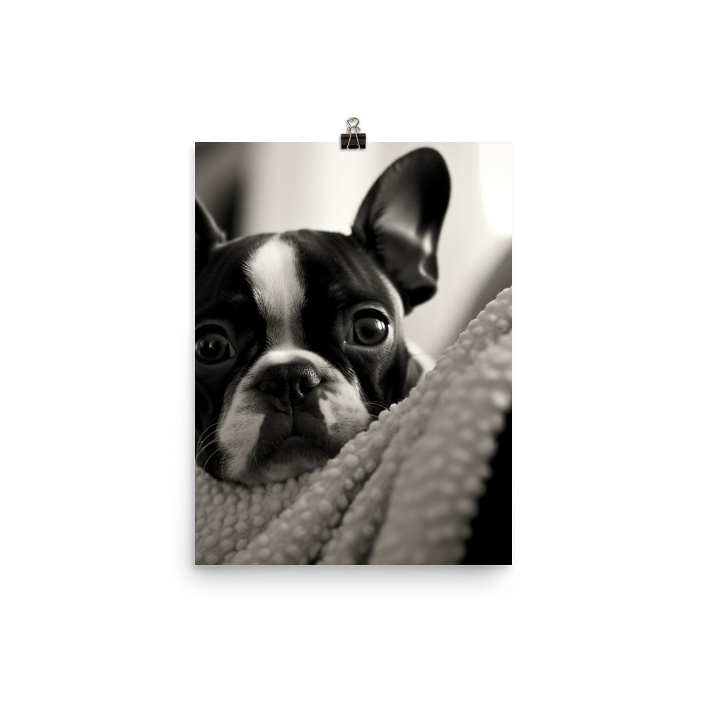 Boston Terrier Pup at Home Photo paper poster - PosterfyAI.com