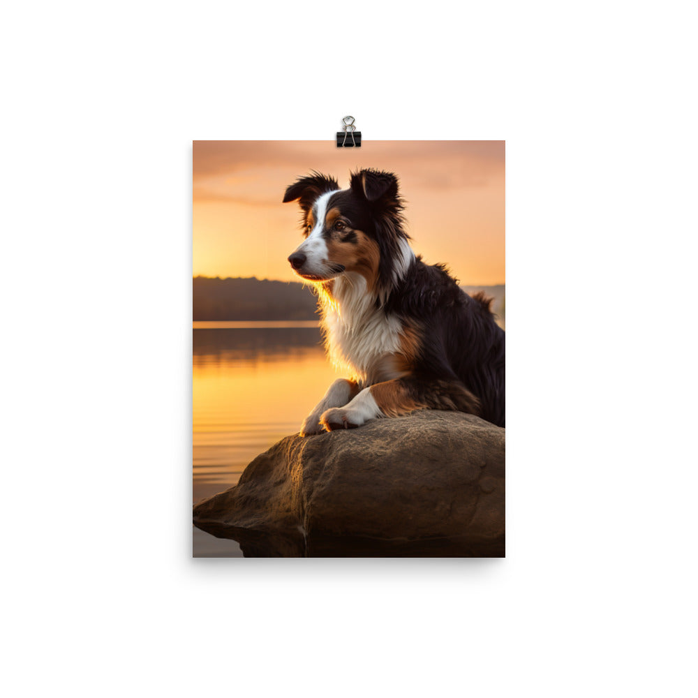 Border Collie at Sunset Photo paper poster - PosterfyAI.com
