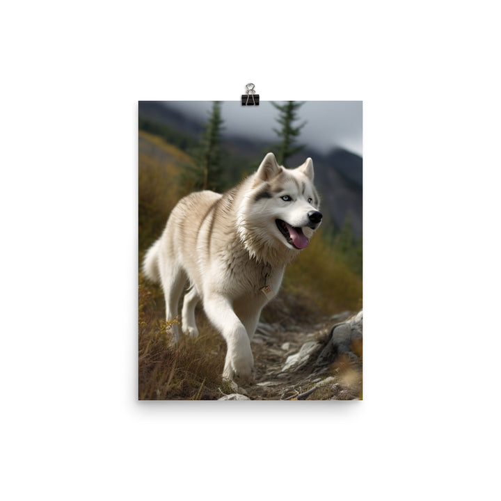 Alaskan Malamute on a Hike Photo paper poster - PosterfyAI.com
