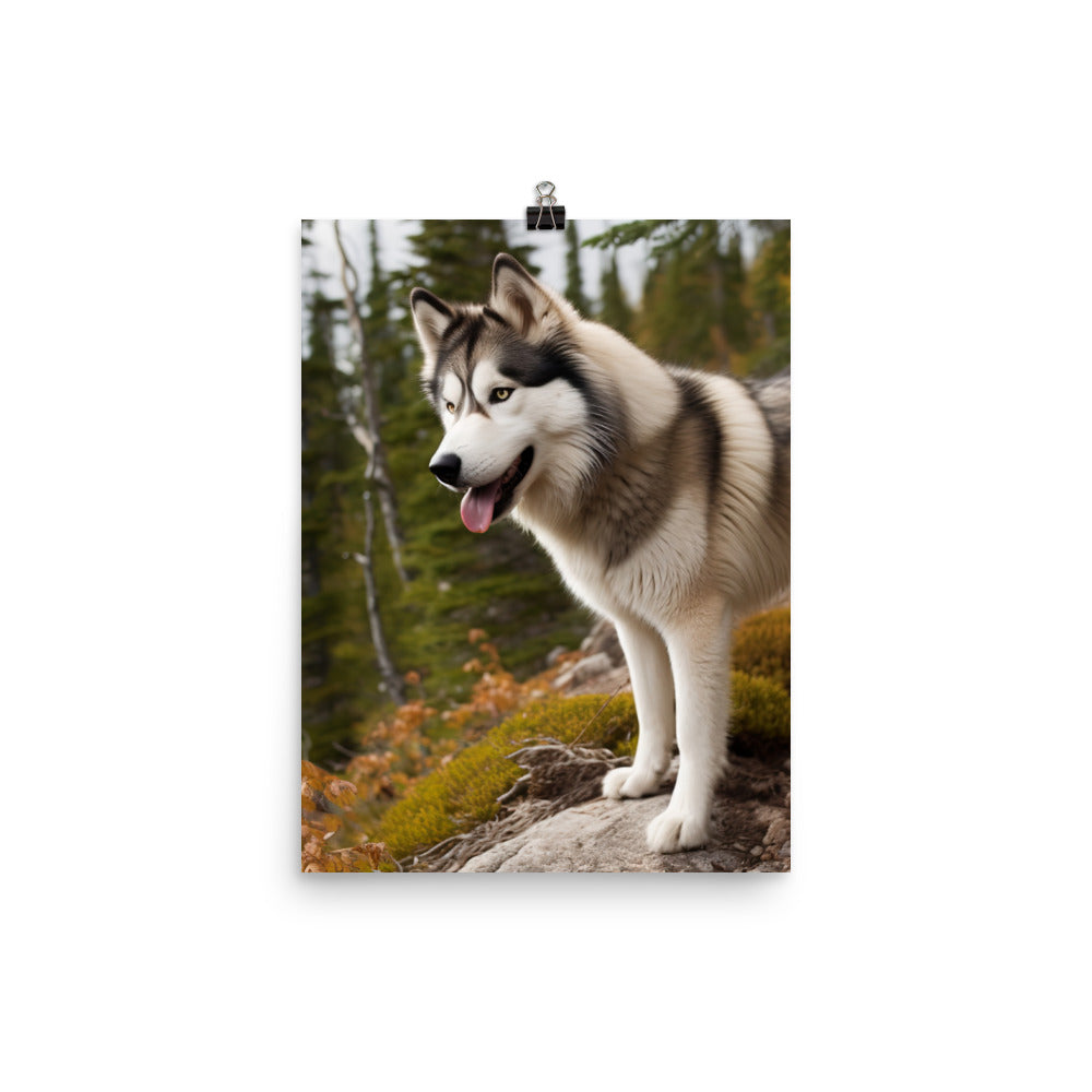Alaskan Malamute on a Hike Photo paper poster - PosterfyAI.com