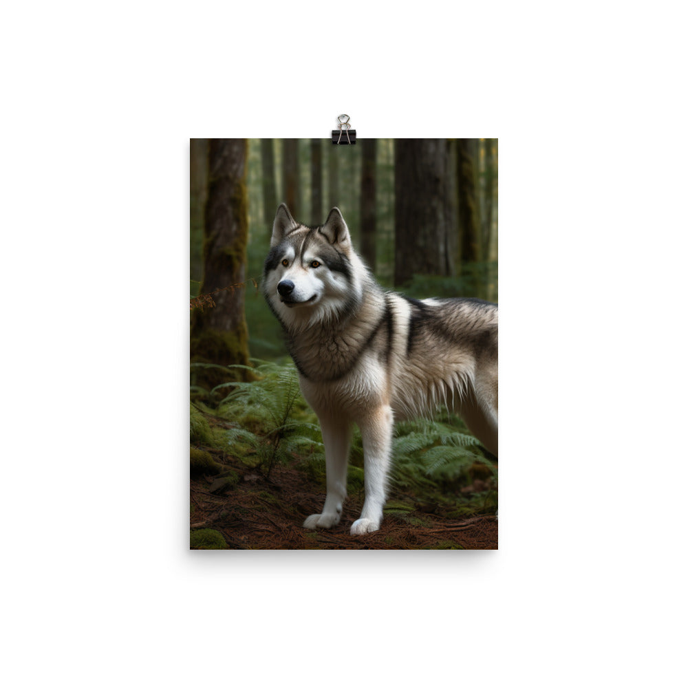 Alaskan Malamute in the Forest Photo paper poster - PosterfyAI.com