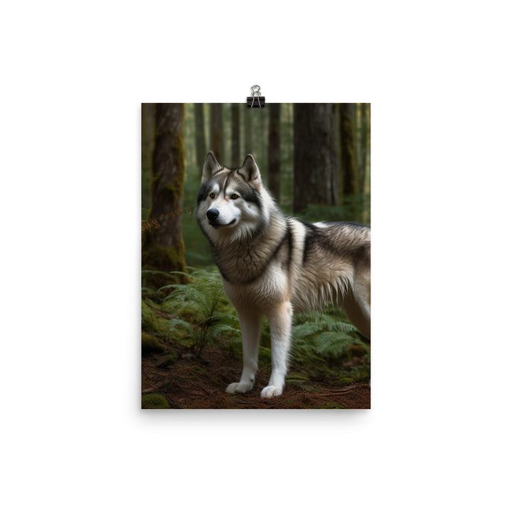 Alaskan Malamute in the Forest Photo paper poster - PosterfyAI.com