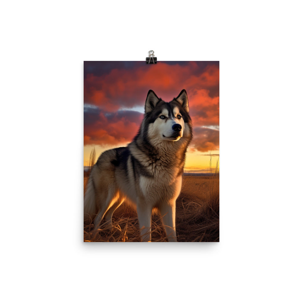 Alaskan Malamute at Sunset Photo paper poster - PosterfyAI.com