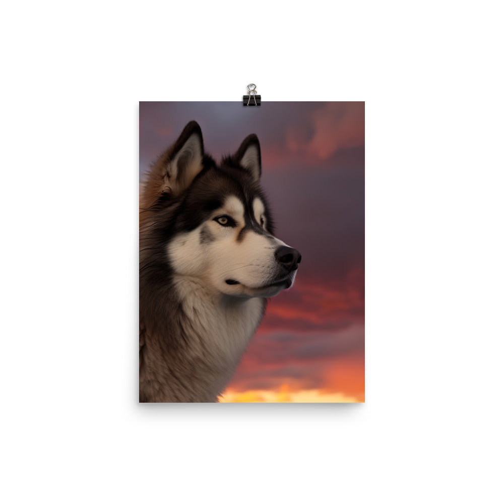 Alaskan Malamute at Sunset Photo paper poster - PosterfyAI.com