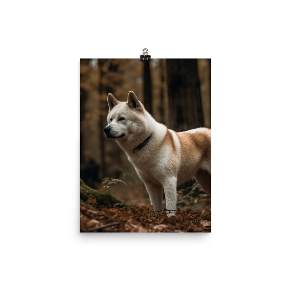 Akita Guarding the Forest Photo paper poster - PosterfyAI.com