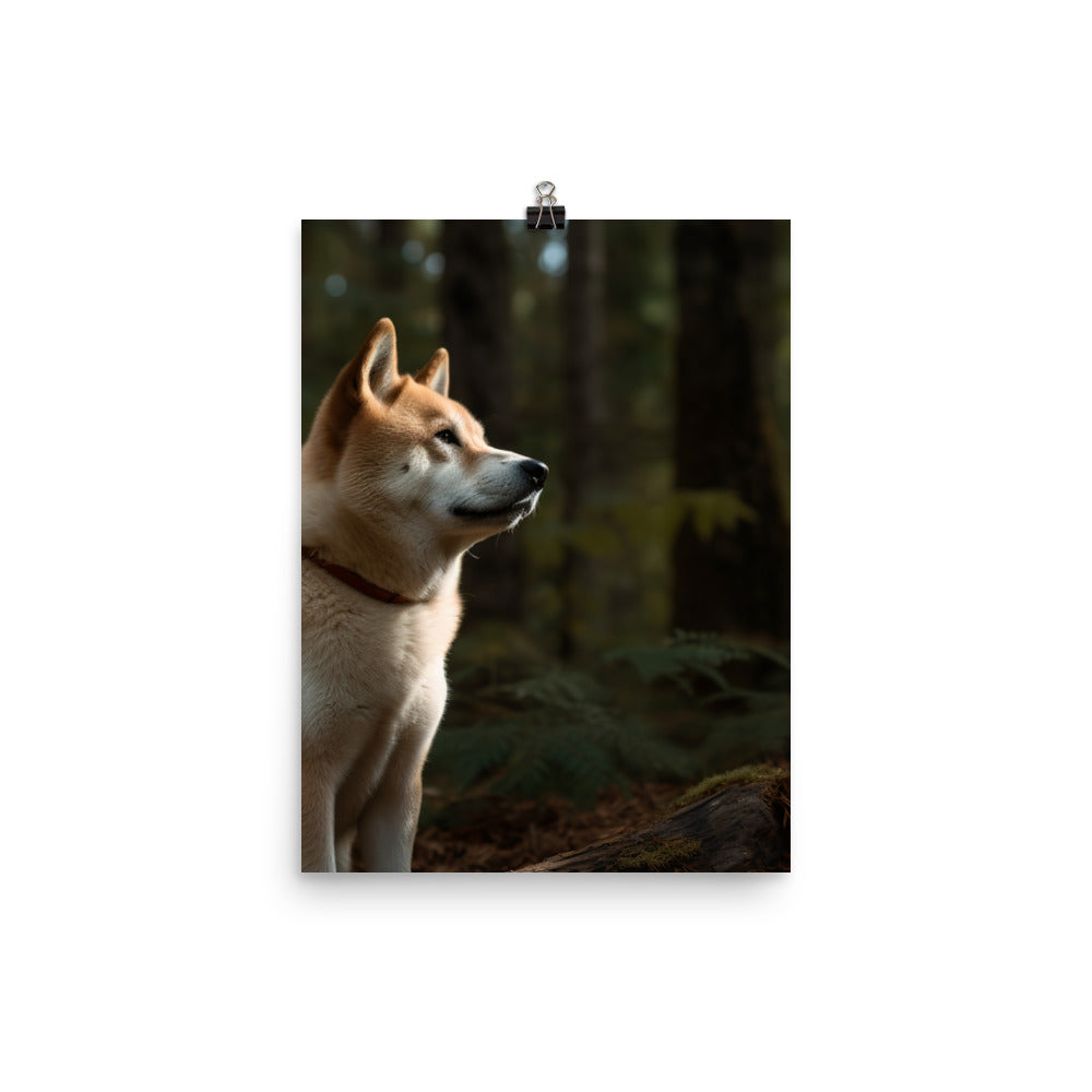 Akita Guarding the Forest Photo paper poster - PosterfyAI.com