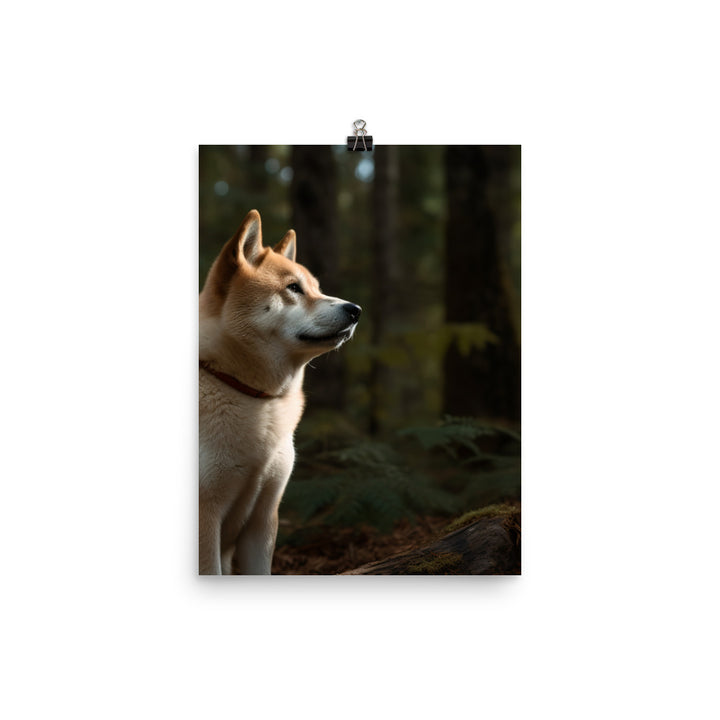 Akita Guarding the Forest Photo paper poster - PosterfyAI.com