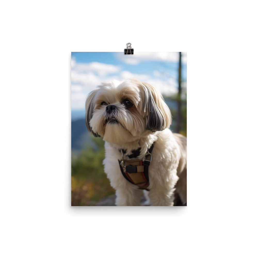 Adventurous Shih Tzu on a Hike Photo paper poster - PosterfyAI.com