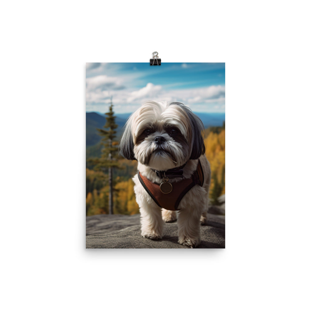 Adventurous Shih Tzu on a Hike Photo paper poster - PosterfyAI.com
