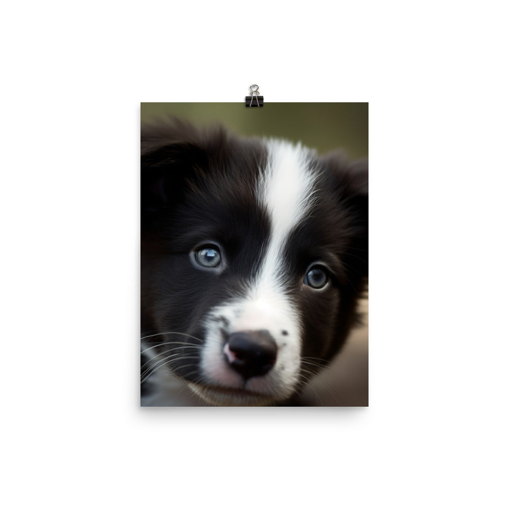 Adorable Border Collie Puppy Photo paper poster - PosterfyAI.com
