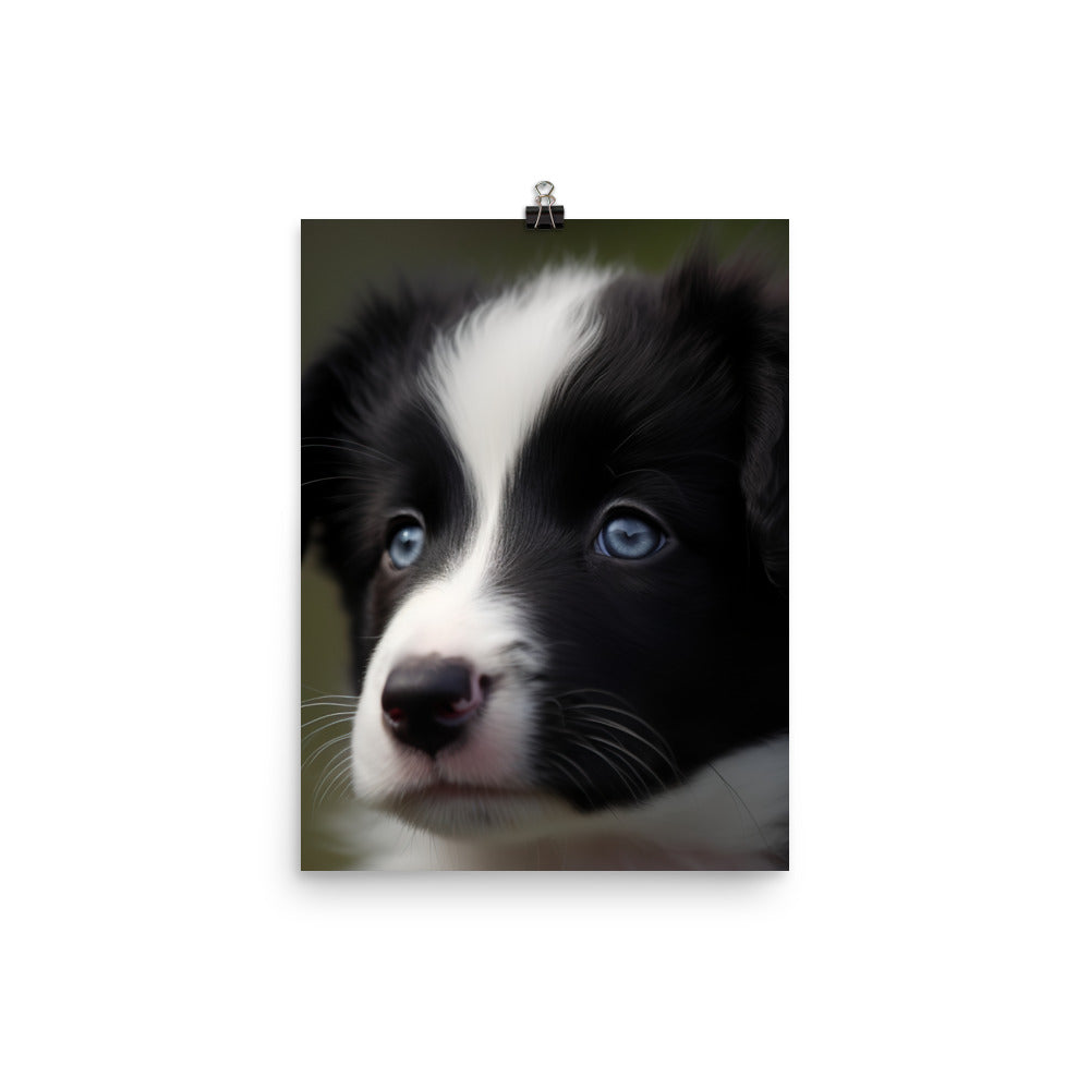 Adorable Border Collie Puppy Photo paper poster - PosterfyAI.com