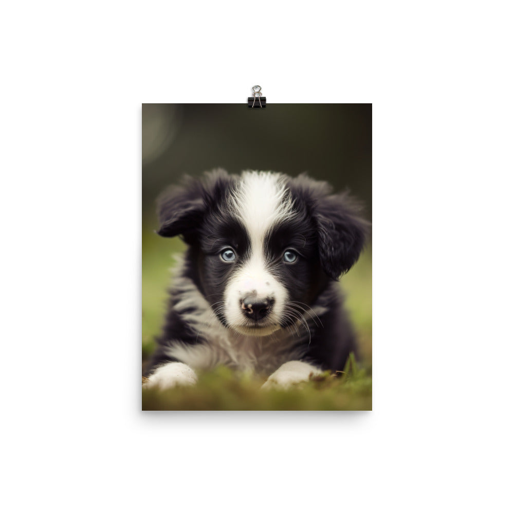 Adorable Border Collie Puppy Photo paper poster - PosterfyAI.com