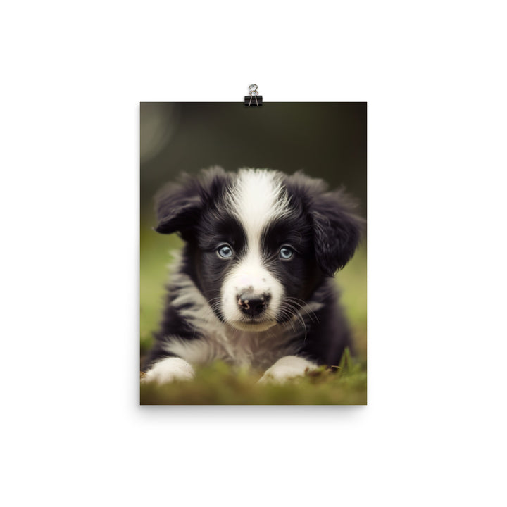 Adorable Border Collie Puppy Photo paper poster - PosterfyAI.com