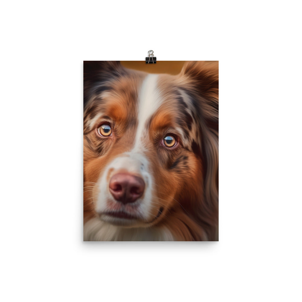 A Photorealistic portrait of your Australian Shepherd Photo paper poster - PosterfyAI.com