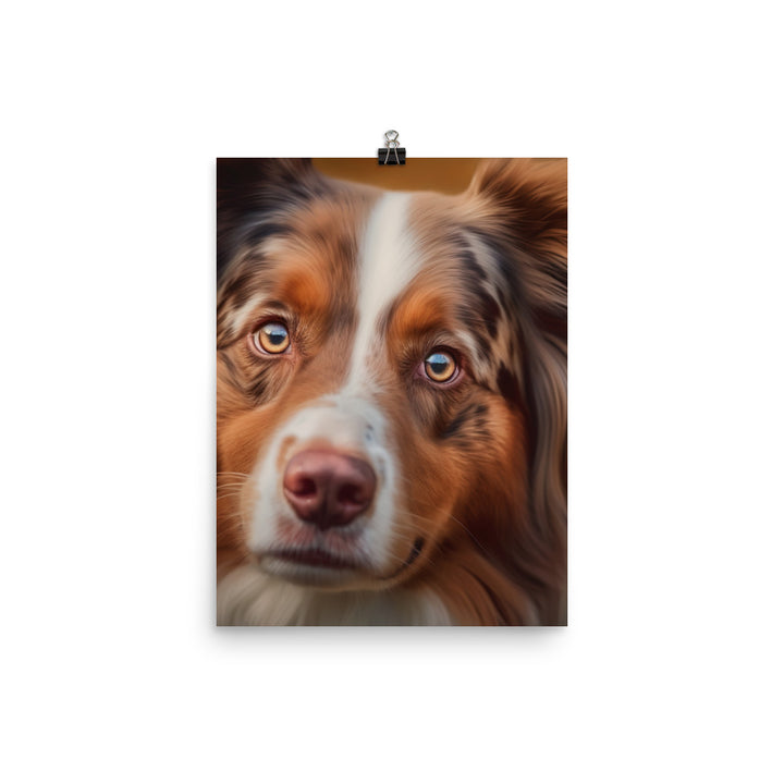 A Photorealistic portrait of your Australian Shepherd Photo paper poster - PosterfyAI.com