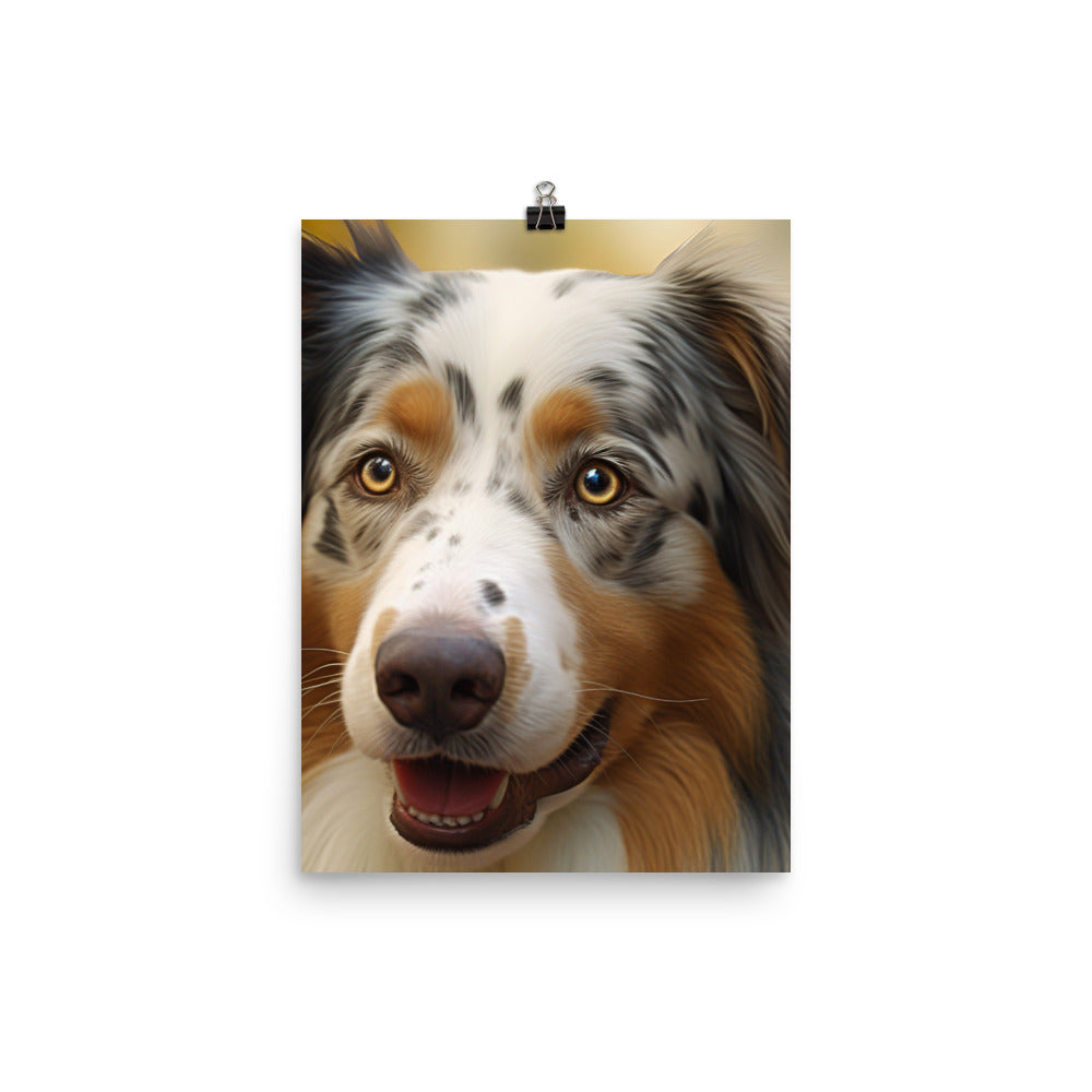 A Photorealistic portrait of your Australian Shepherd Photo paper poster - PosterfyAI.com