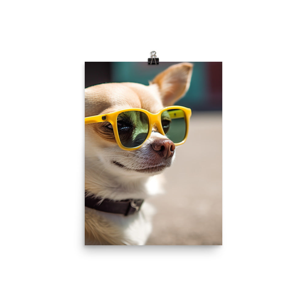 A Chihuahua wearing sunglasses Photo paper poster - PosterfyAI.com