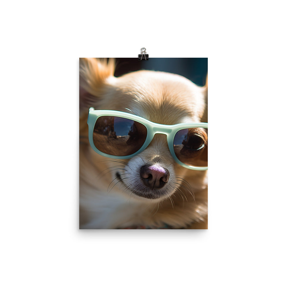 A Chihuahua wearing sunglasses Photo paper poster - PosterfyAI.com