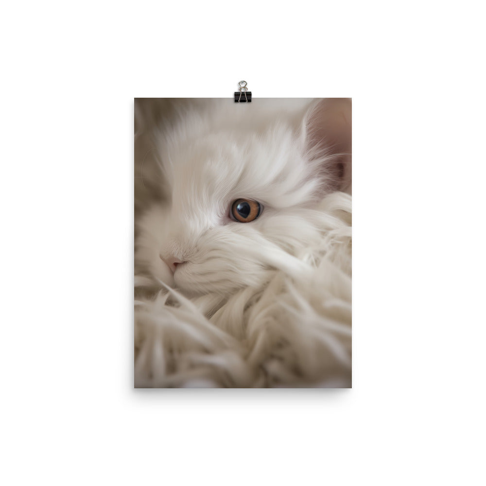 French Angora Bunnys Intricate Fur Detail Photo paper poster - PosterfyAI.com