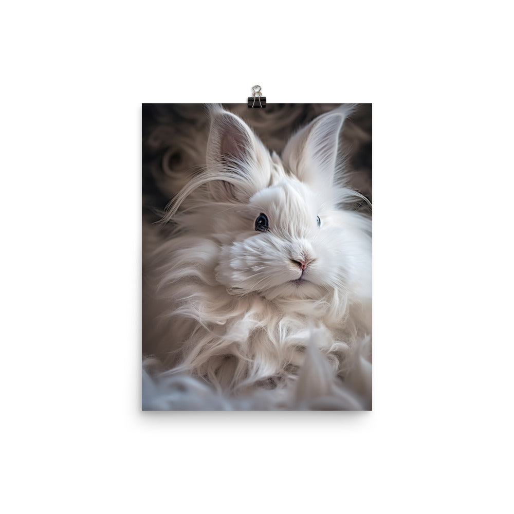 French Angora Bunnys Intricate Fur Detail Photo paper poster - PosterfyAI.com