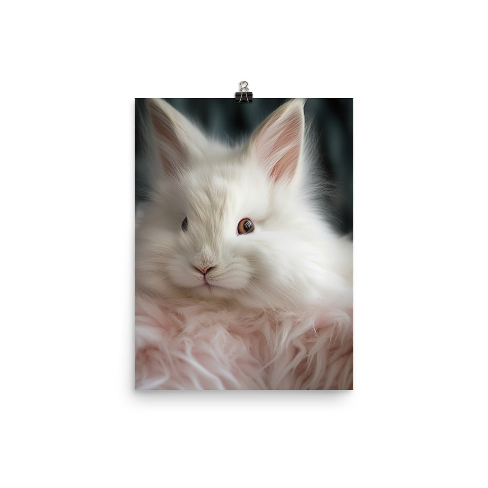 Adorable French Angora Bunny Photo paper poster - PosterfyAI.com