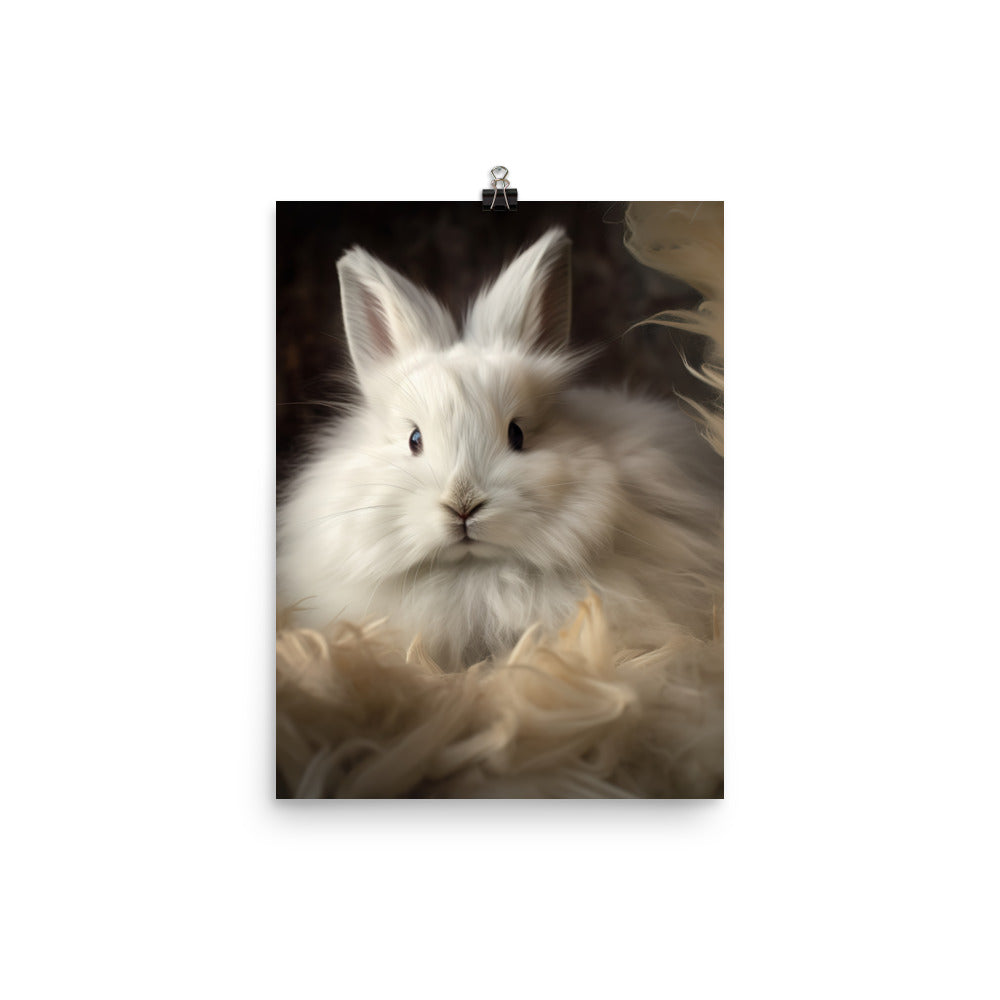 Adorable French Angora Bunny Photo paper poster - PosterfyAI.com