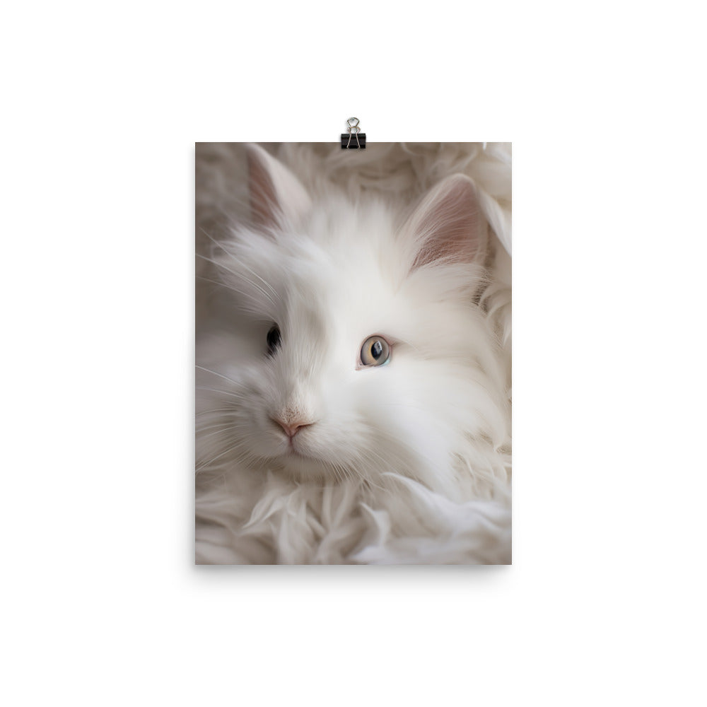Adorable French Angora Bunny Photo paper poster - PosterfyAI.com