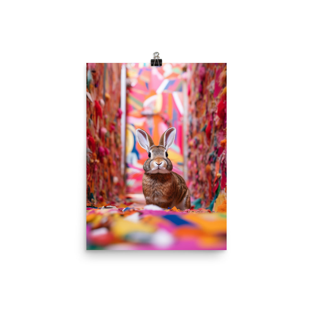 Playful English Spot Bunny Photo paper poster - PosterfyAI.com