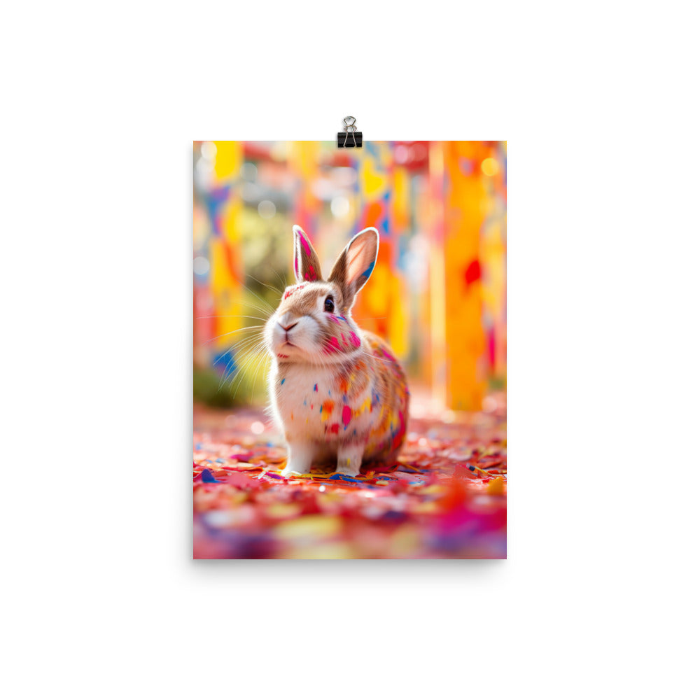 Playful English Spot Bunny Photo paper poster - PosterfyAI.com