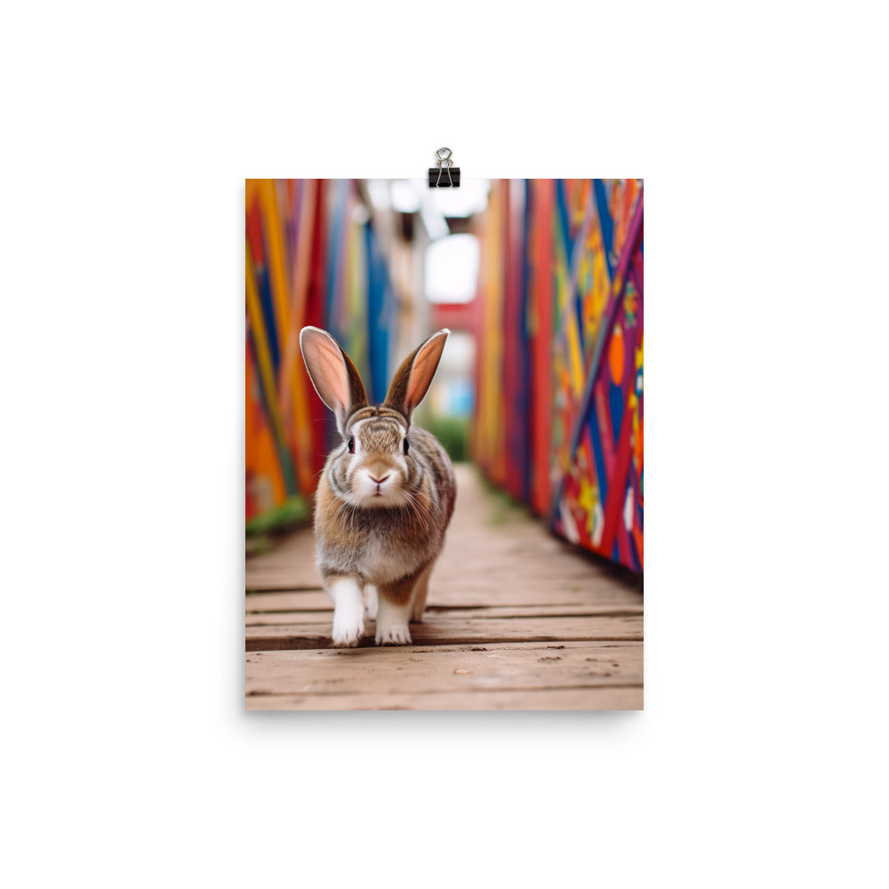 Playful English Spot Bunny Photo paper poster - PosterfyAI.com