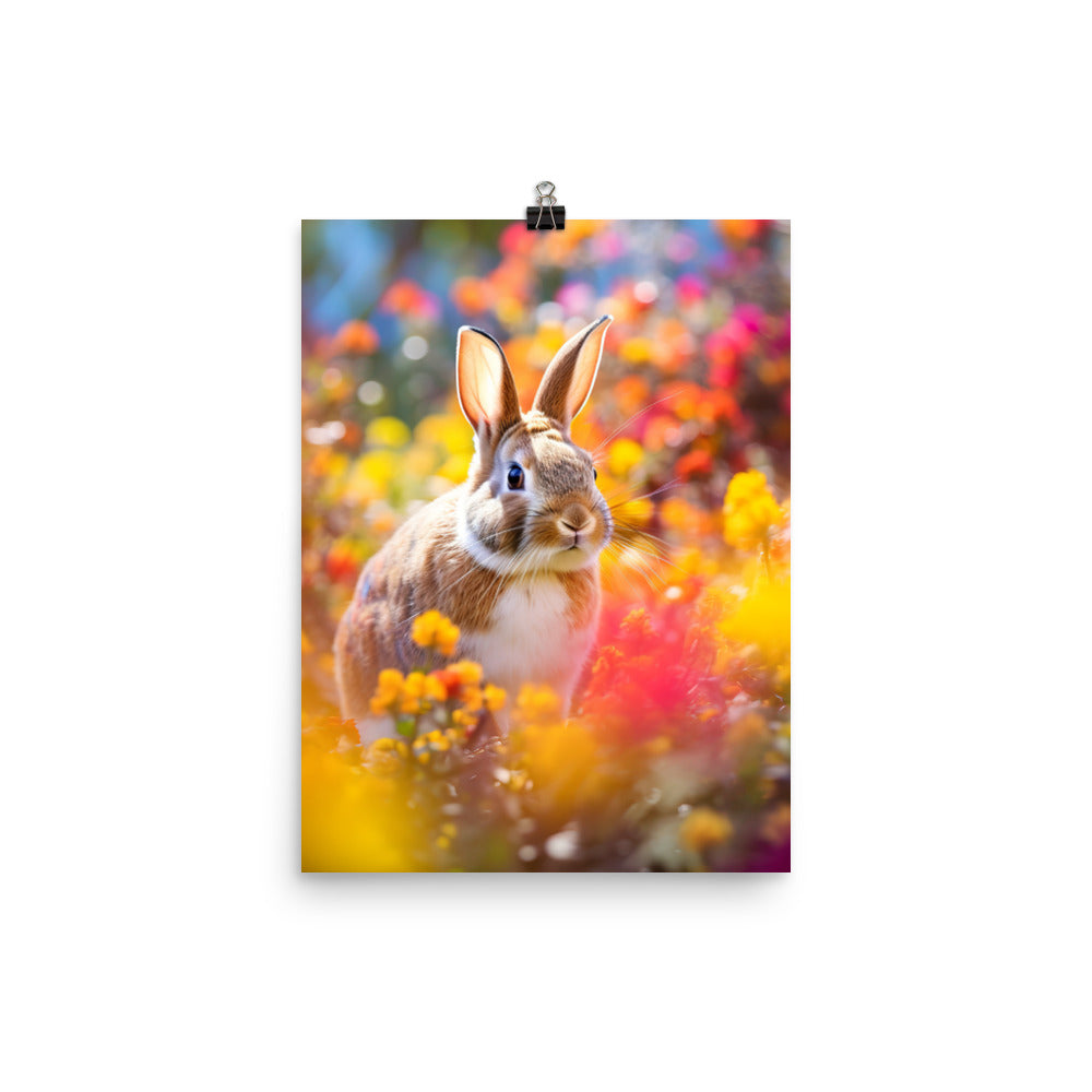 Playful English Spot Bunny Photo paper poster - PosterfyAI.com