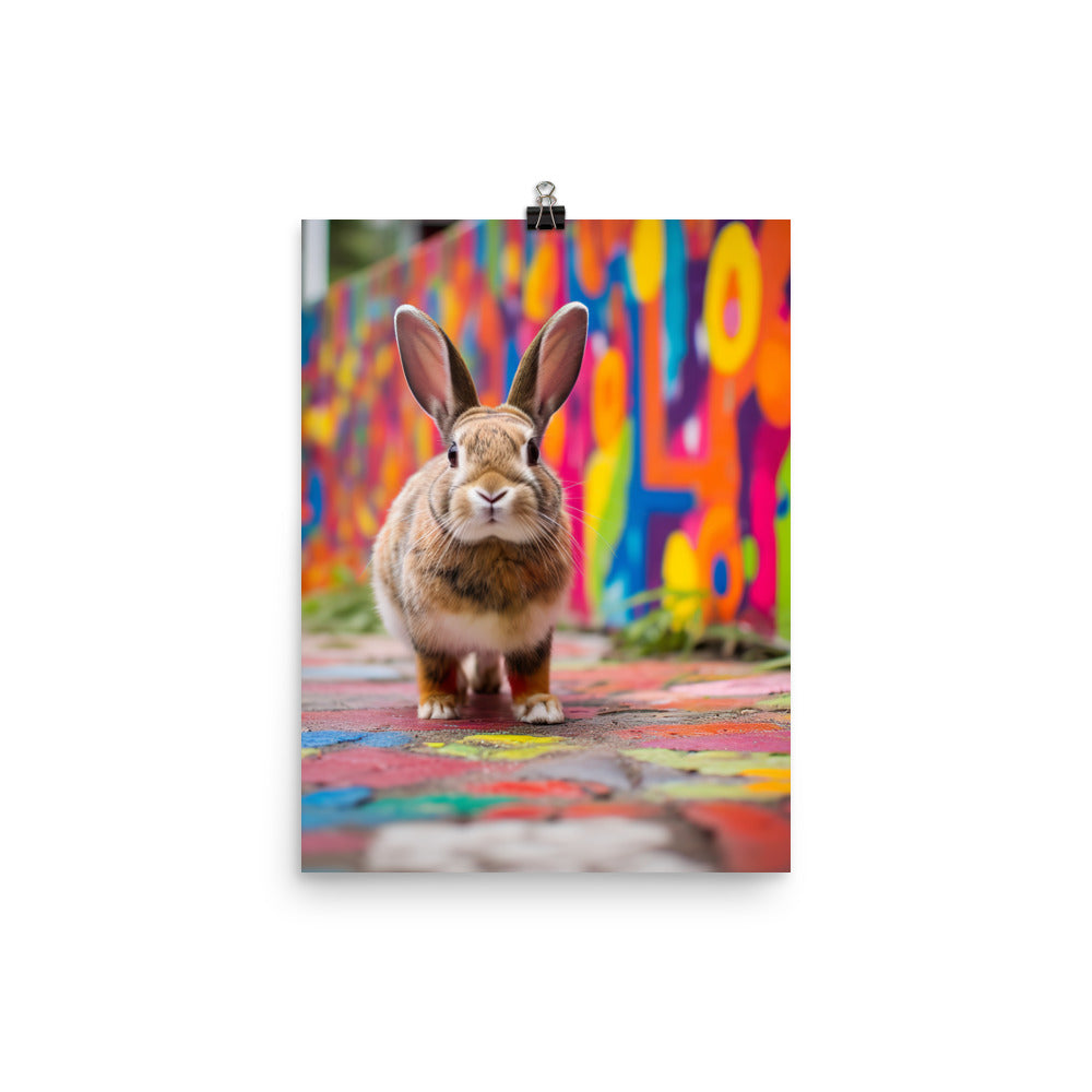 Playful English Spot Bunny Photo paper poster - PosterfyAI.com