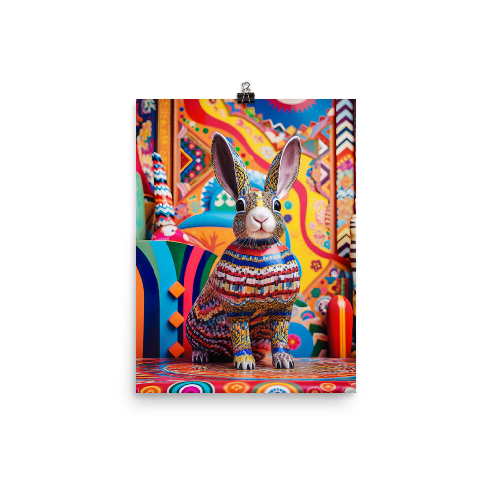 Playful English Spot Bunny Photo paper poster - PosterfyAI.com