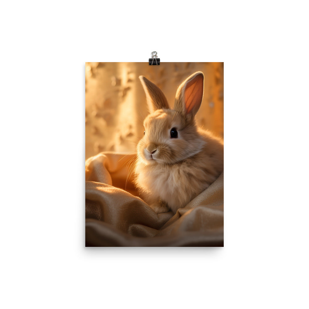 Mini Satin Bunnys Luxurious Presence Photo paper poster - PosterfyAI.com