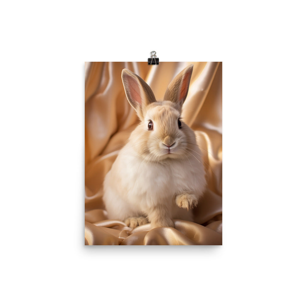 Mini Satin Bunnys Luxurious Presence Photo paper poster - PosterfyAI.com