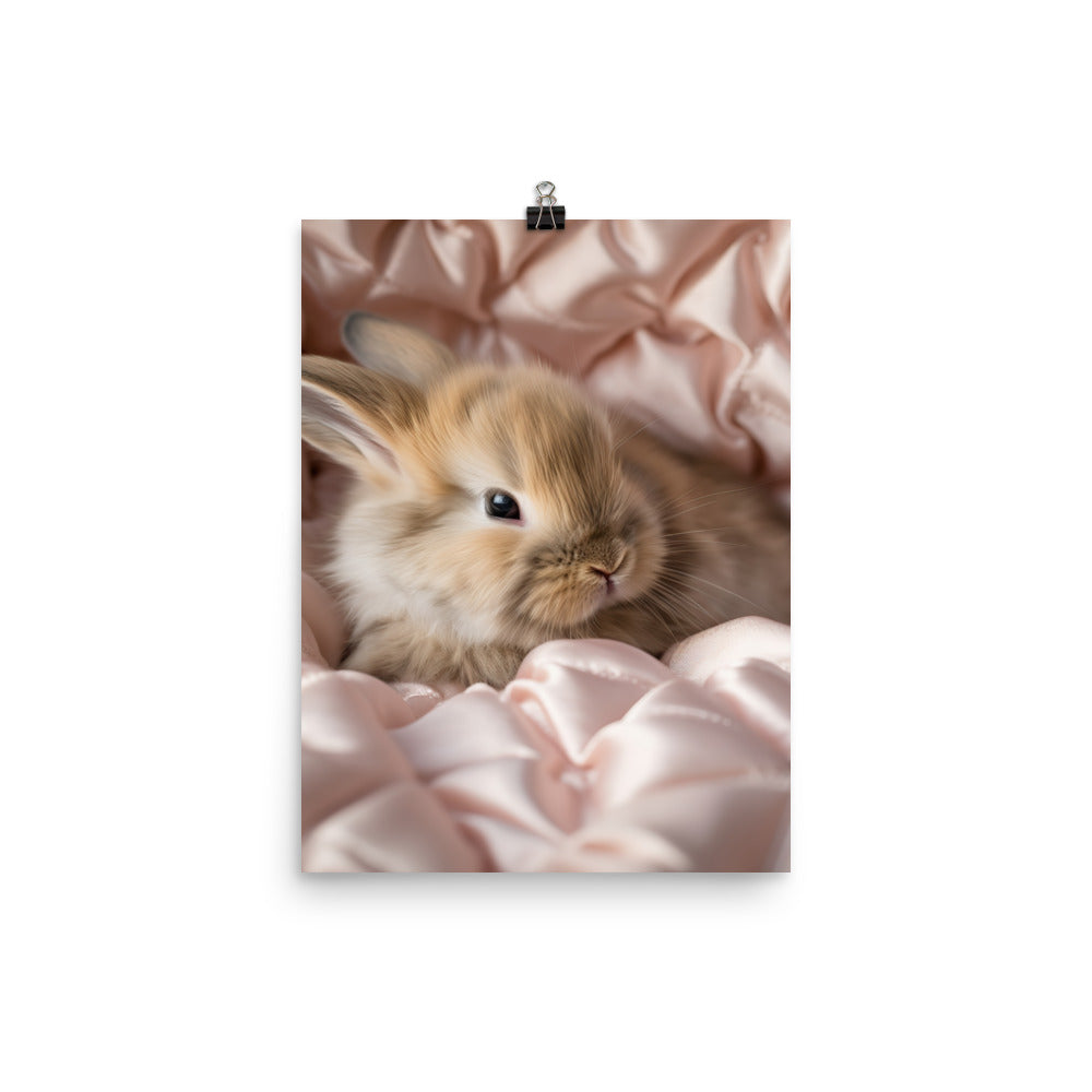 Mini Satin Bunnys Luxurious Presence Photo paper poster - PosterfyAI.com